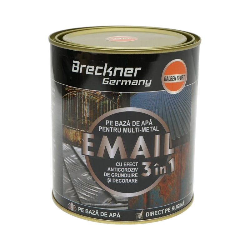 Smalto anticorrosivo 3 in 1, Giallo Sport, 750 g, per metallo, applicabile direttamente sulla ruggine, a base d'acqua. Breckner Germany