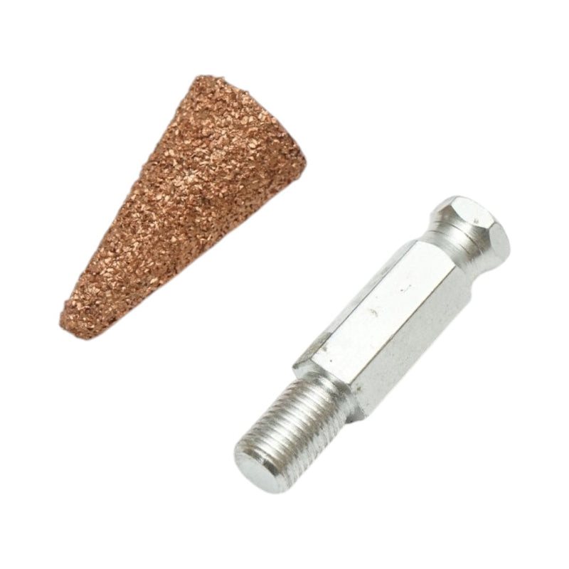 Pietra abrasiva conica per la rettifica degli pneumatici, 19 × 40 mm, grana K36, gambo esagonale da 3/8 di pollice.