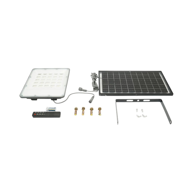 Faro LED da 200 W, 6500 K, con pannello solare bifacciale da 20 W, batteria LiFePO4 da 10.000 mAh e telecomando (IP66) Breckner Germany