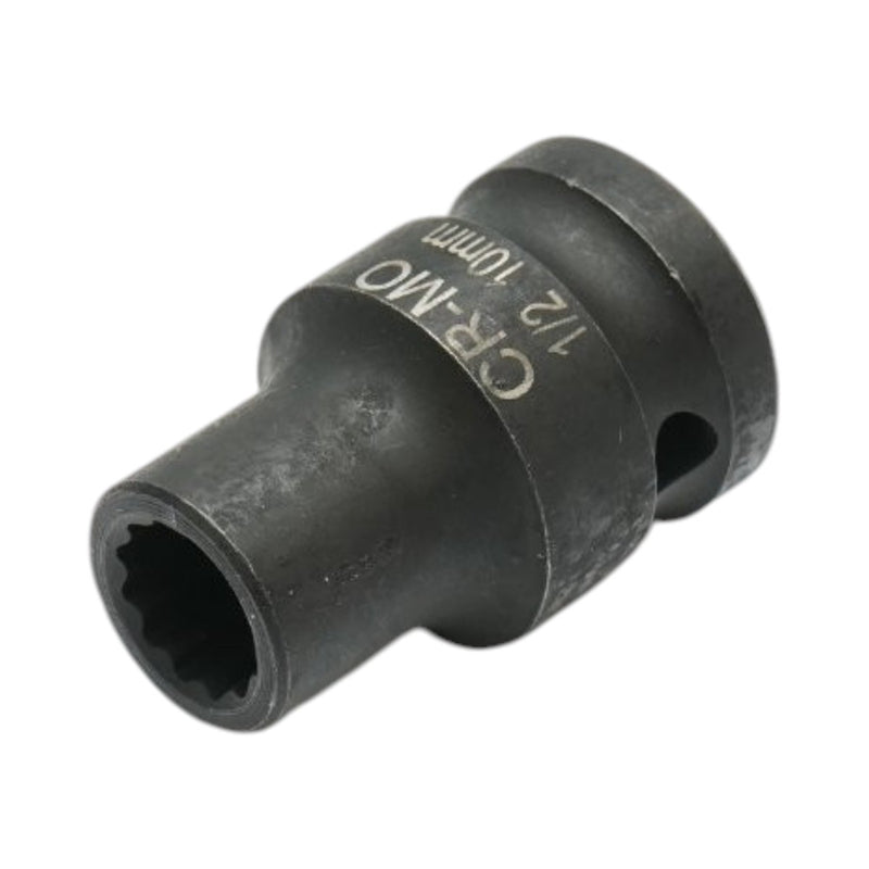 Bussola a impatto bi-esagonale da 10 mm, lunghezza 38 mm, attacco quadro da 1/2", Cr-Mo Breckner Germany