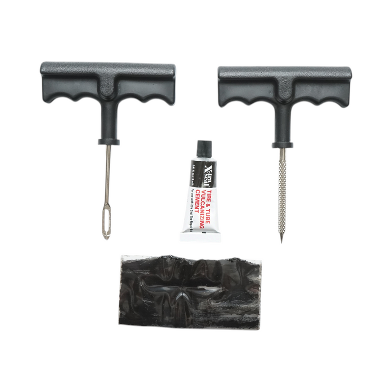 X-TRA SEAL 27-003 Kit di vulcanizzazione a freddo per pneumatici tubeless, comprensivo di stringhe di riparazione, adesivo, utensile di inserimento a punta e alesatore.