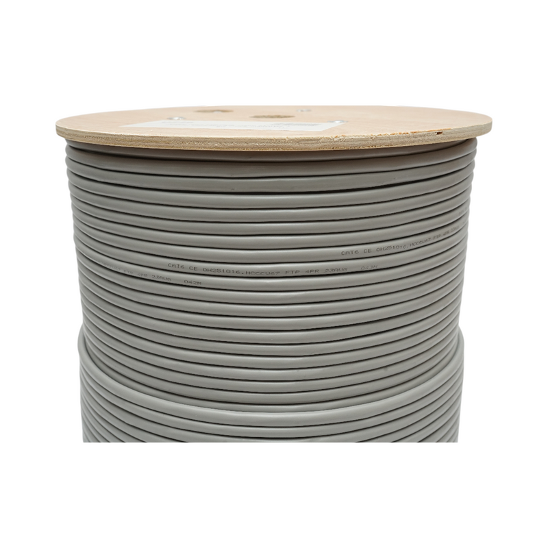 Cavo di rete CAT6 FTP in rame schermato 23AWG, 4 coppie, separatore a croce, PVC grigio, 305 m/rotolo