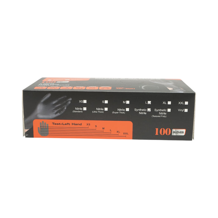 Guanti in nitrile sintetico nero, senza polvere, taglia L, 100 pezzi/scatola