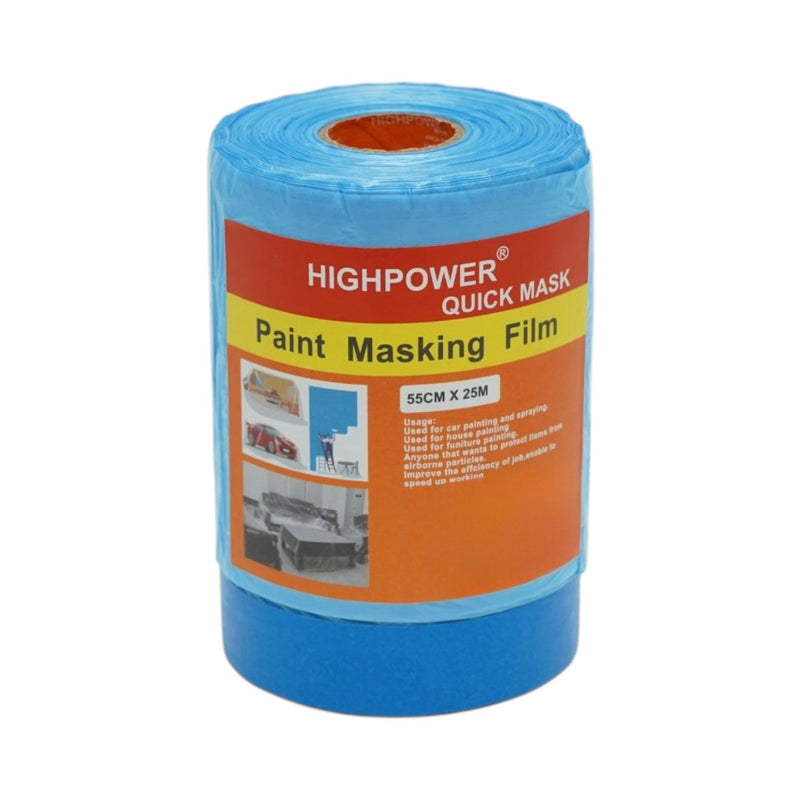 Pellicola protettiva HighPower per tinteggiatura e decorazione con nastro di mascheratura blu (550 mm x 25 m)