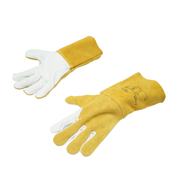 Guanti per saldatura in pelle con fodera, polsino protettivo 15 cm giallo-bianco taglia 10 Breckner Germany