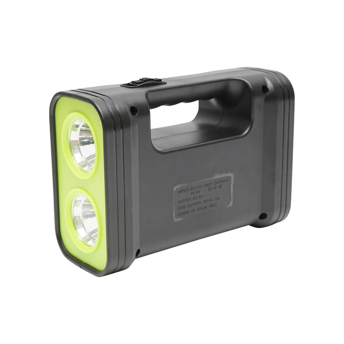 Kit illuminazione LED portatile con 3 lampadine/proiettore, pannello solare e batteria da 6V, 4,5Ah per pesca in campeggio GD-17