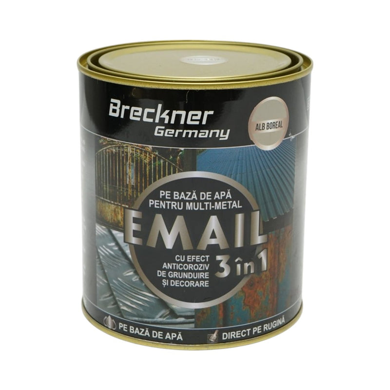 Smalto anticorrosivo 3 in 1 Boreal White a base d'acqua per metalli, 750 g (applicabile direttamente sulla ruggine) Breckner Germany