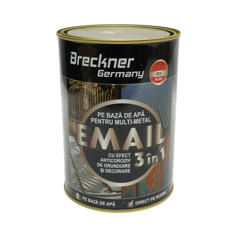 Smalto anticorrosivo 3 in 1 a base d'acqua per metalli, rosso RAL 2002, 2 kg, applicazione diretta sulla ruggine. Breckner Germany