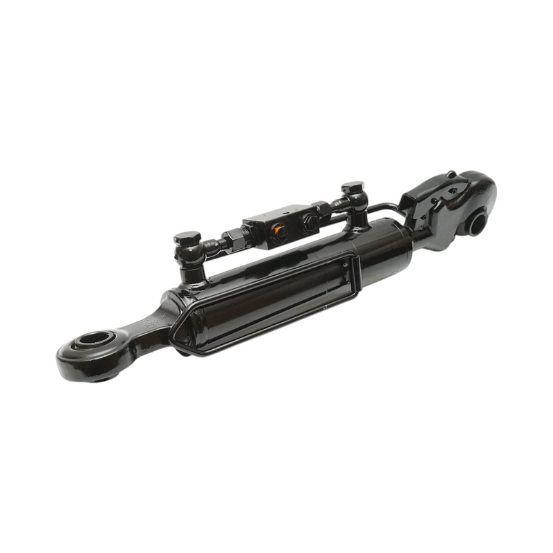 Tirante centrale idraulico regolabile 500–670 mm, categoria 2-2, attacco rapido, corsa 175 mm, stelo da 35 mm, attacco (snodo) Ø 25,4 mm.