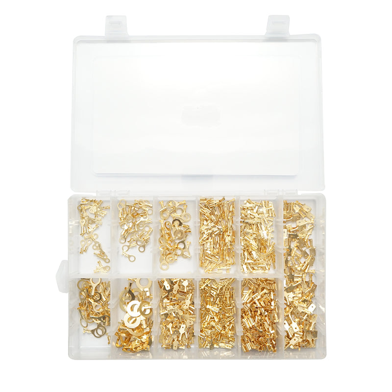 Kit assortito di terminali elettrici non isolati (a occhiello, femmina e maschio) – 750 pezzi