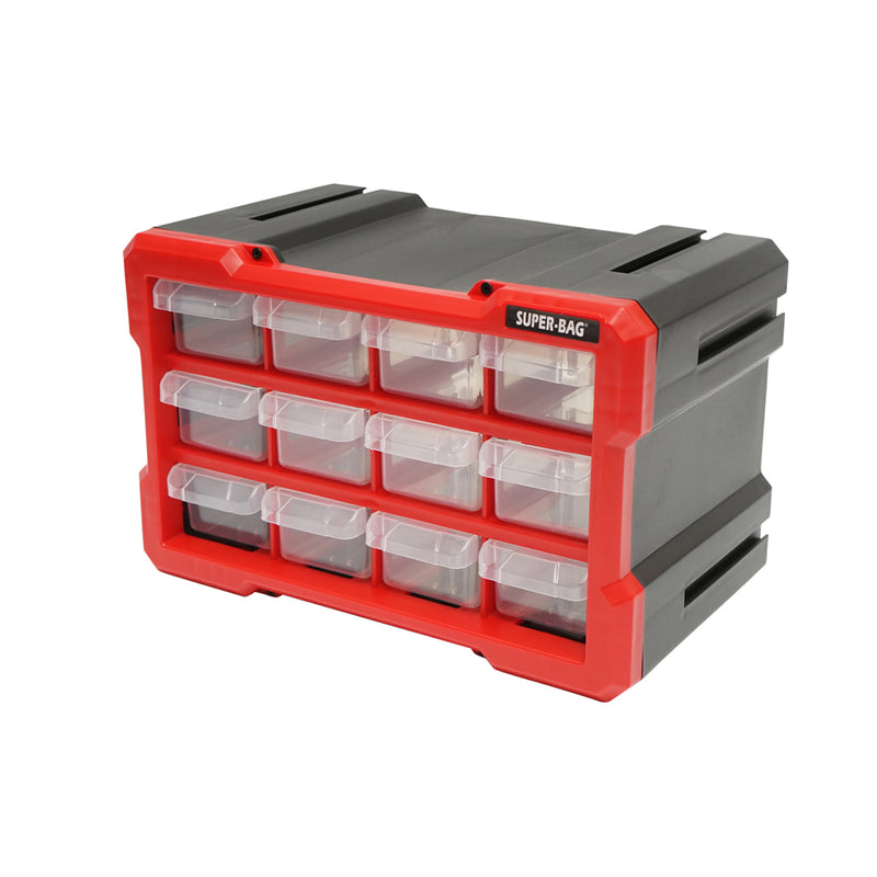 Cassettiera modulare in plastica arancione, 12 cassetti, 158x266x170 mm Breckner Germany