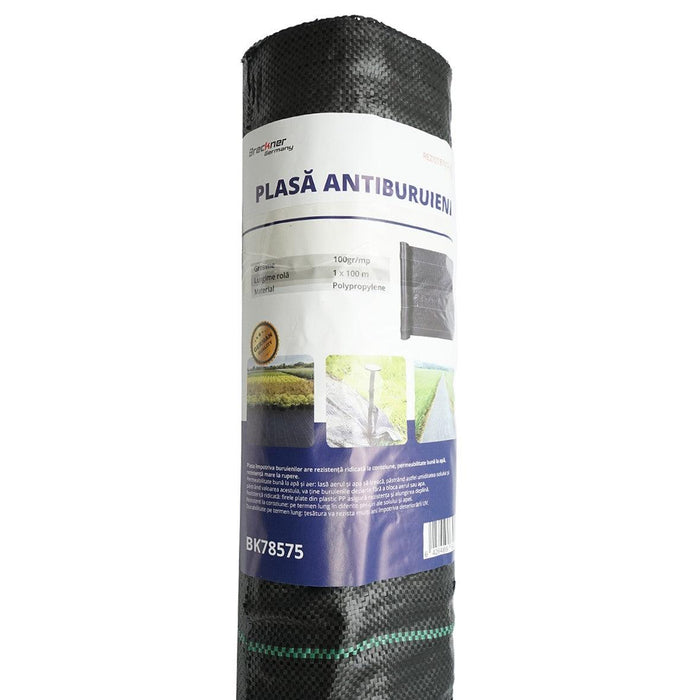 Telo Rete Pacciamatura Anti-Erbacce, 1x100m, 100gr/m², Nero, Permeabile, PP, Resistente UV