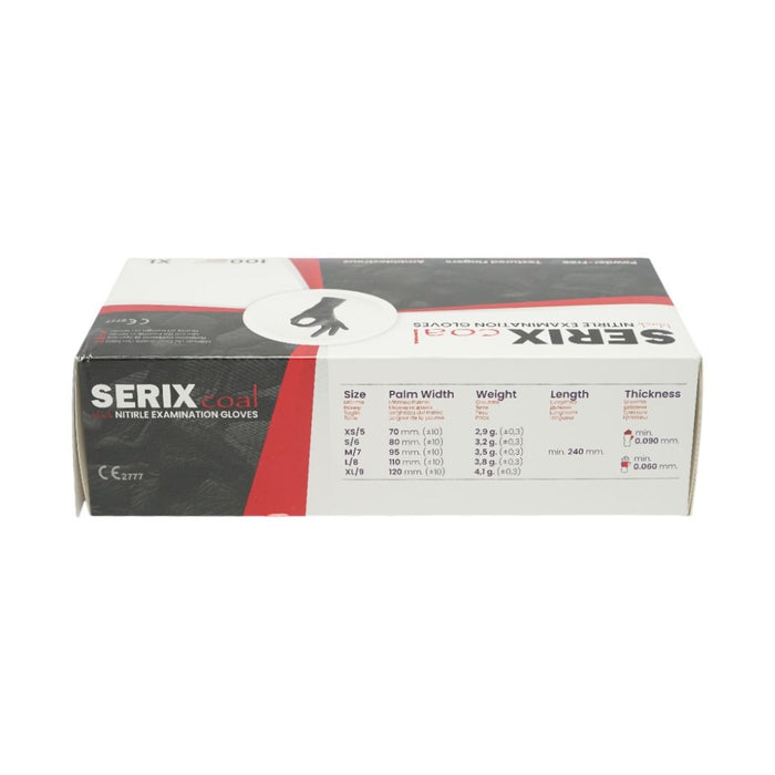 Guanti in nitrile neri senza polvere con texture antiscivolo sulle dita, taglia XL 100 pezzi/scatola