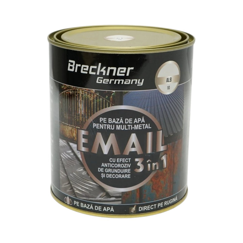 Smalto anticorrosivo bianco 3-in-1 per metalli (750 g), a base acqua, applicabile direttamente sulla ruggine. Breckner Germany