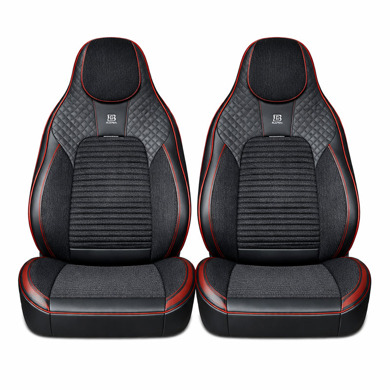 Set coprisedili auto universali premium nero-rosso, design ergonomico sportivo, pelle ecologica con inserti tessili, 11 pezzi
