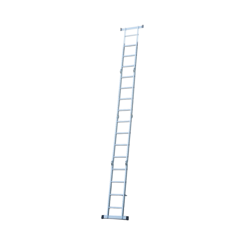 Scala multiuso in alluminio da 5,7 m, 4x5 pioli, pieghevole con cerniere, portata massima 150 kg
