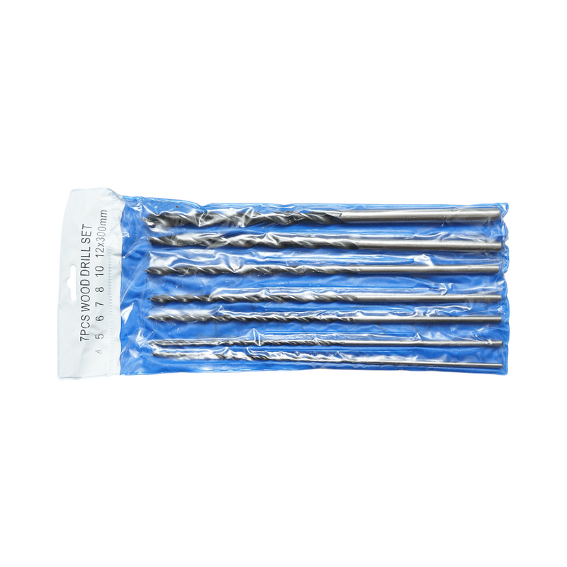 Set di 7 punte per legno, 4–12 mm, lunghezza 300 mm, con attacco cilindrico