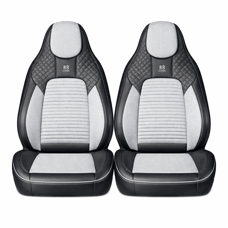 Set coprisedili universali premium nero-grigio per auto, design ergonomico sportivo, pelle ecologica con inserti tessili, 11 pezzi
