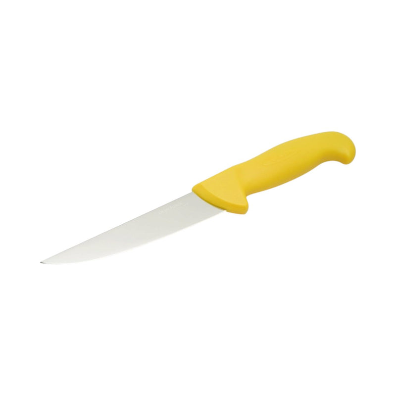 Coltello professionale da macelleria e macellazione da 15 cm, lama in acciaio 5Cr15MoV, manico in nylon giallo. Breckner Germany