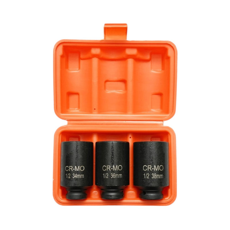 Set di 3 bussole a impatto lunghe con attacco da 1/2" (34 mm, 36 mm, 38 mm) – Cr-Mo Breckner Germany