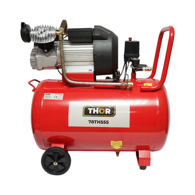 Compressore d'aria 100L, motore a V a 2 cilindri 2,2KW/2HP, pressione massima 8 bar, volume di aspirazione aria 370 L/min THOR