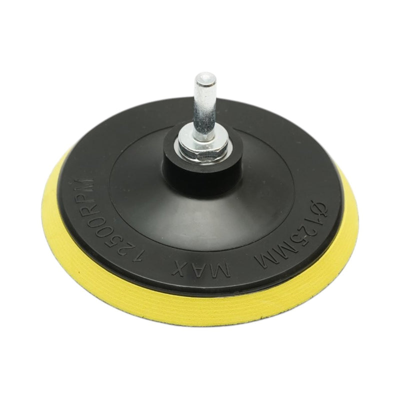 Set da 9 pezzi da 125 mm con attacco a velcro per levigatura e lucidatura: spugne per lucidatura, tampone in lana, tampone abrasivo, dischi abrasivi (P80, P120, P180) e adattatore M14 per smerigliatrici angolari e trapani. Breckner Germany