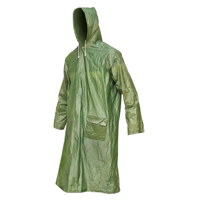 Mantella con cappuccio impermeabile taglia XXL in PVC, con 2 tasche, chiusura con bottoni a pressione, verde scuro Breckner Germany.