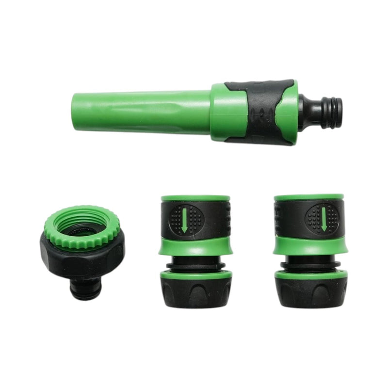 Set con ugello a spruzzo regolabile, adattatore per rubinetto da 3/4–1 pollice e due raccordi rapidi per tubo da giardino da 1/2 pollice. Breckner Germany