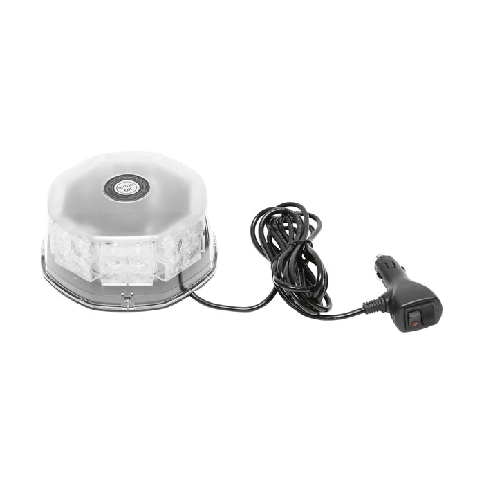 Lampeggiante rotondo di segnalazione con 32 zone LED SMD, luce gialla, base magnetica, interruttore ON/OFF con indicatore luminoso, 12V/24V Breckner Germany