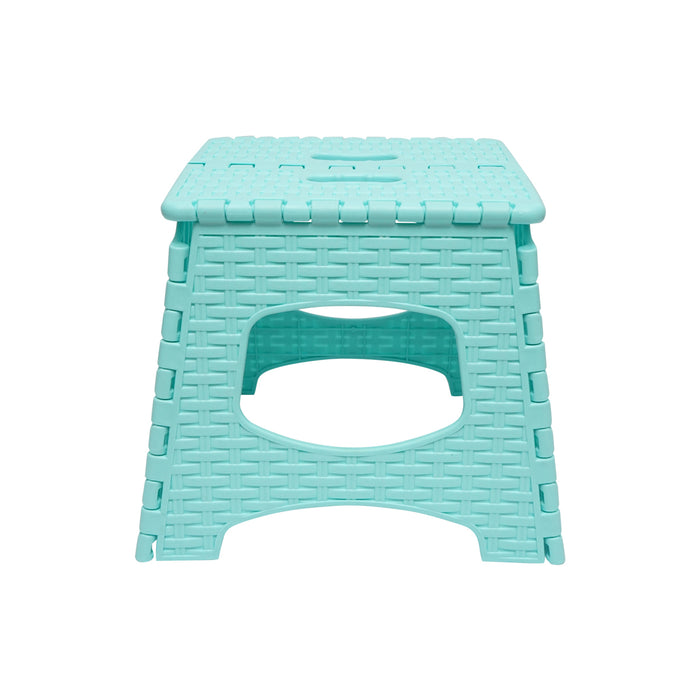 Sedia pieghevole in plastica color turchese, dimensioni 286x325x270mm