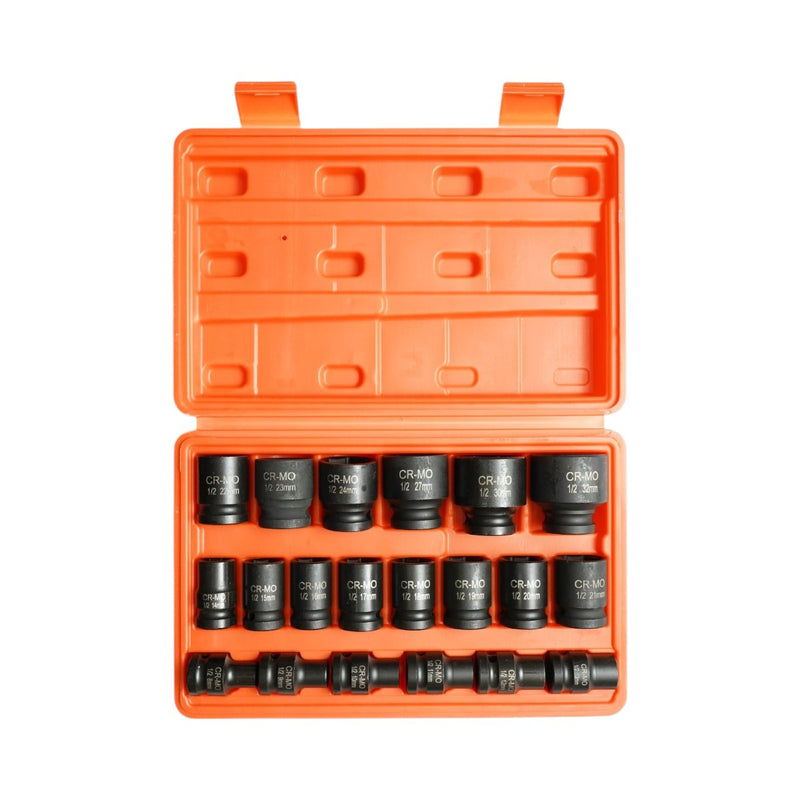 Set di 20 bussole a impatto corte, 8–32 mm, attacco 1/2", Cr-Mo Breckner Germany