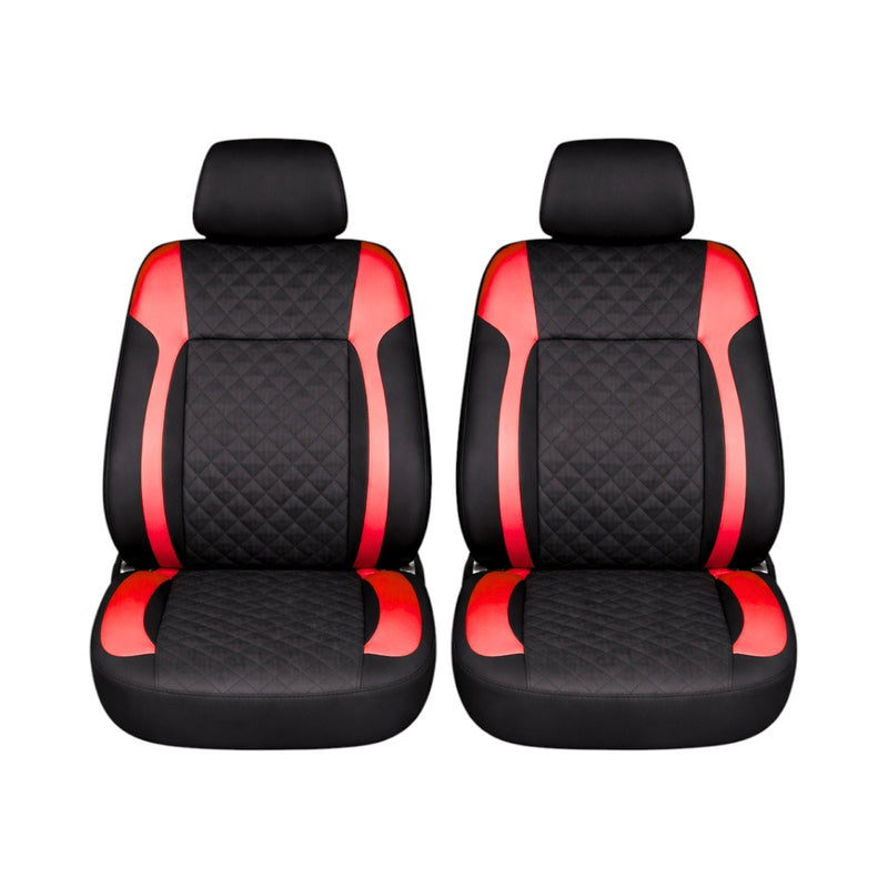Set coprisedili auto universali Diamond nero-rosso, pelle ecologica trapuntata 9 pezzi