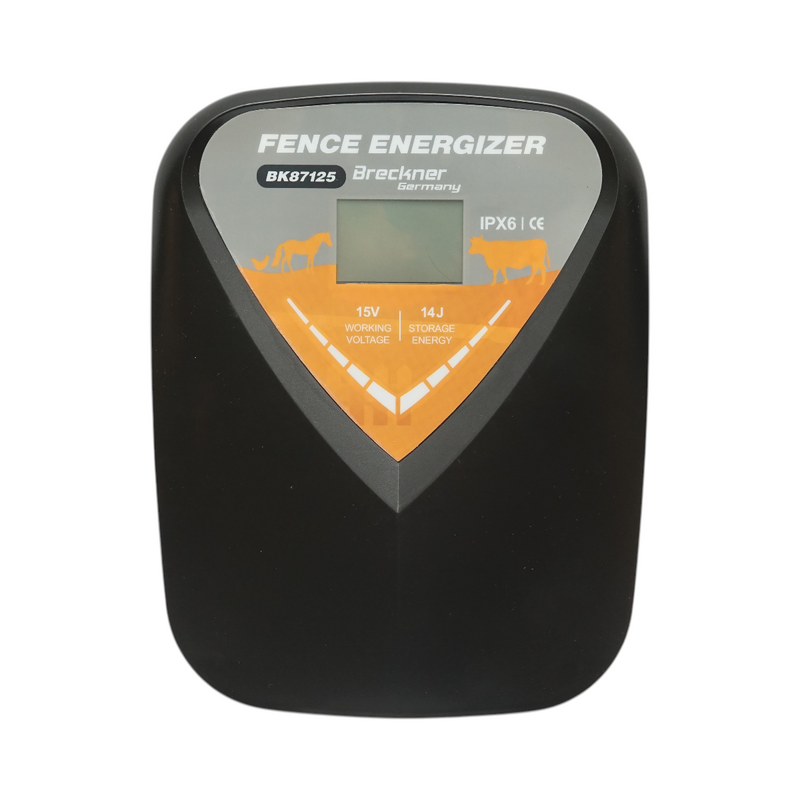 Elettrificatore per recinto elettrico 14 Joule, 12V/220V, 140 km con display LCD IPX6