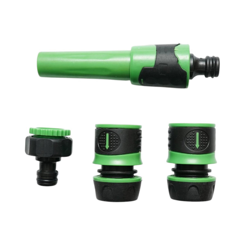 Set con ugello a spruzzo regolabile, adattatore per rubinetto da 1/2–3/4 di pollice e due raccordi rapidi da 1/2 pollice per tubi da giardino Breckner Germany