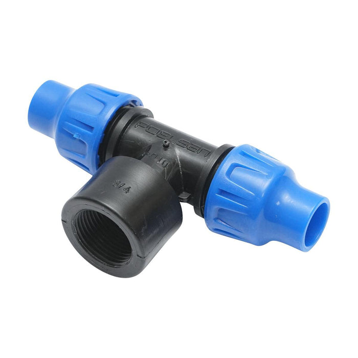 Giunto a ''T'' per Sistema di irrigazione a Goccia PN10-16mm X 3/4" X 16mm. Giunto a Compressione per nastro irrigazione a Goccia