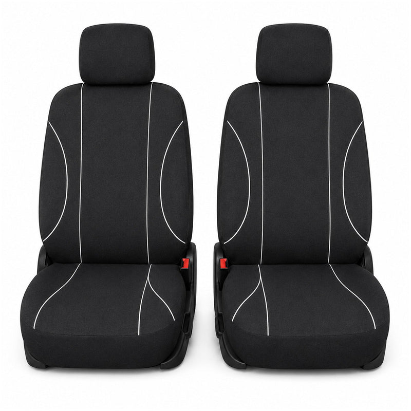 Set coprisedili universali per auto bianco-nero, materiale tessile 8 pezzi