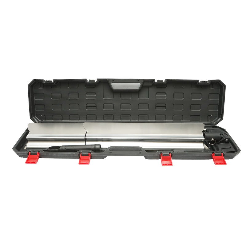 Set di 3 spatole professionali in acciaio inox per rasatura (30/55/100 cm) e supporto con manico telescopico da 85–200 cm.