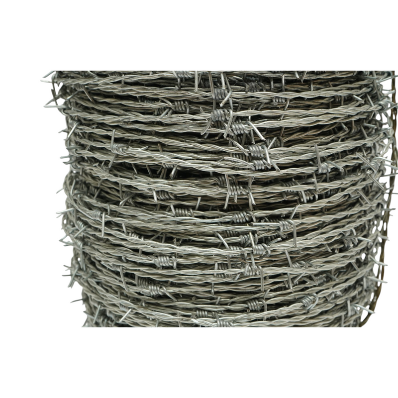 Rotolo di filo spinato zincato a doppio trefolo, 250 m, diametro 1,8 mm, distanza tra le punte 11–14 cm, per recinzioni e recinti.