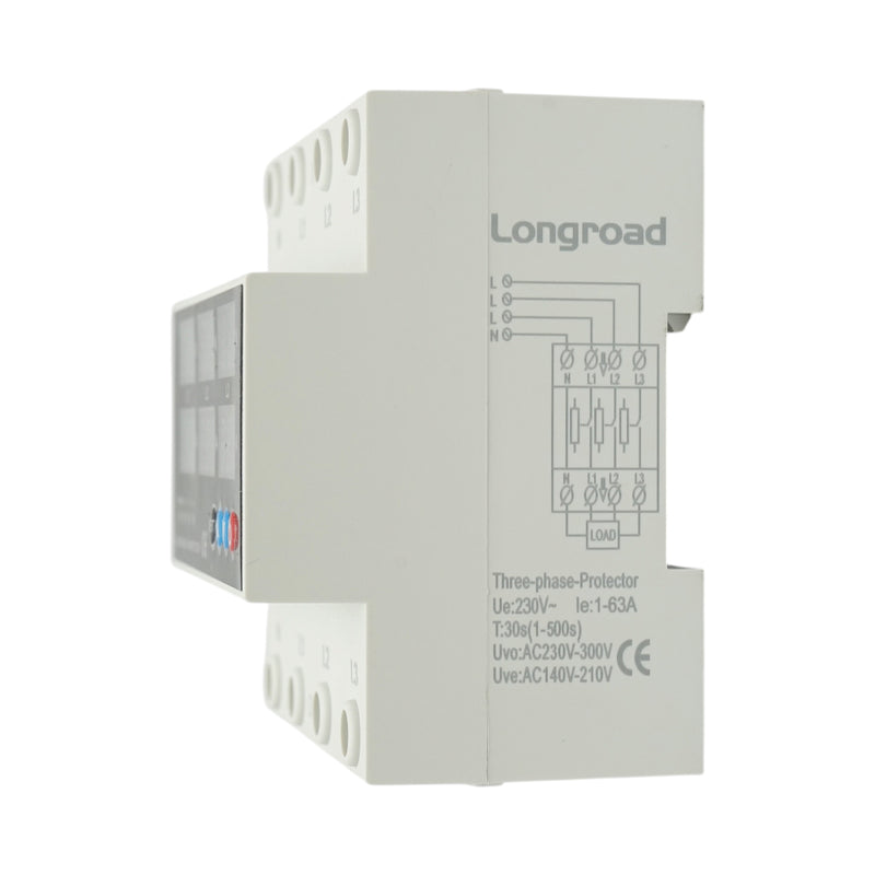 Relè digitale trifase Longroad 4P 63A 230V per il monitoraggio e la protezione da sottotensione e sovratensione