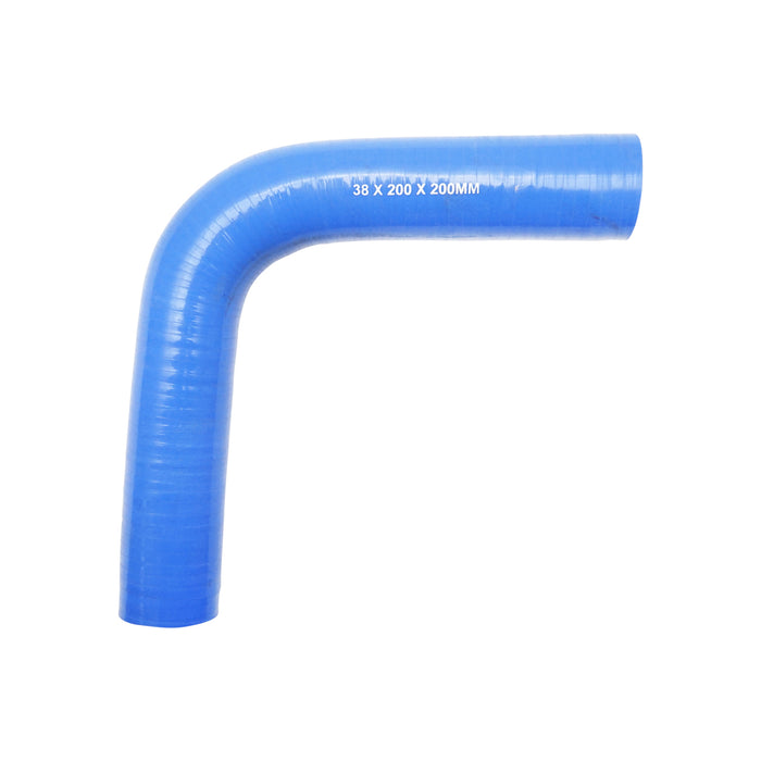 Tubo curvato in silicone a 90 gradi con inserto in tessuto, dimensioni 38x200x200 mm