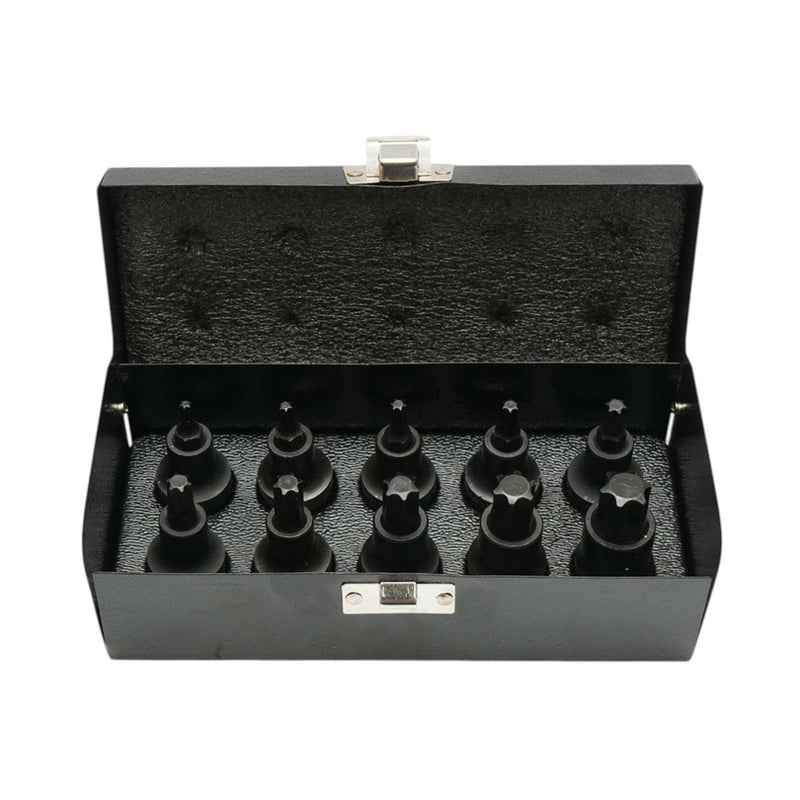 Set da 10 pezzi di bussole con inserto Torx a impatto corte (T20–T70), attacco da 1/2", in acciaio al cromo-molibdeno (Cr-Mo) Breckner Germany