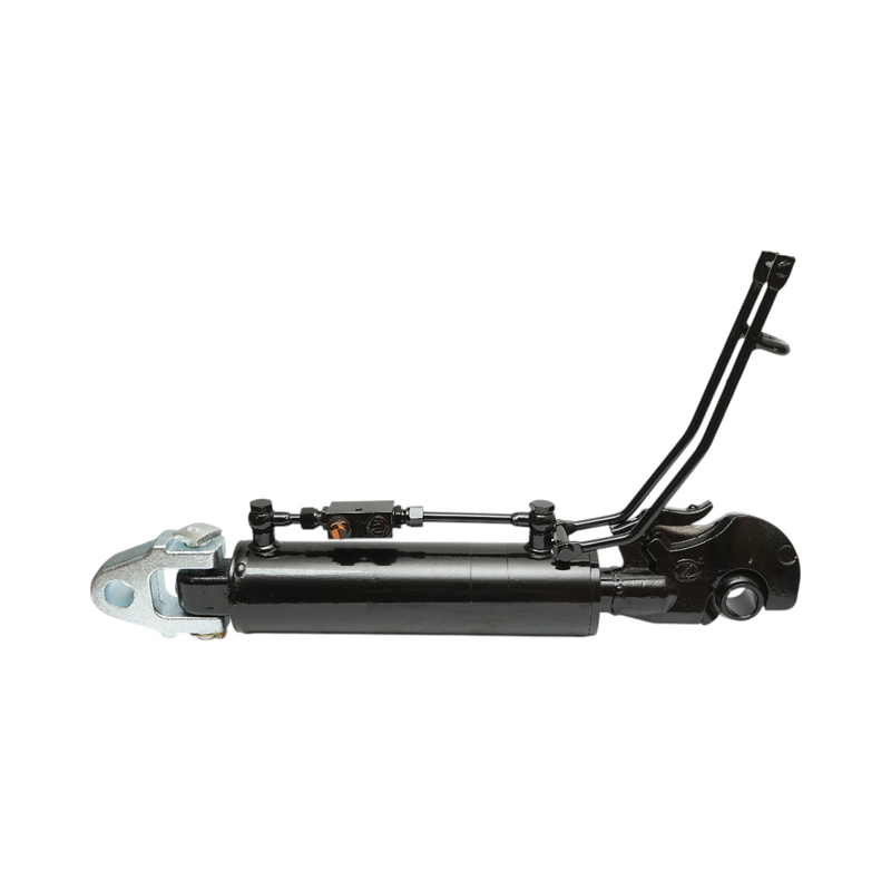Tirante centrale idraulico regolabile 666–906 mm, categoria 3-3, con attacco rapido, corsa 240 mm, perno 32 mm, stelo 50 mm.