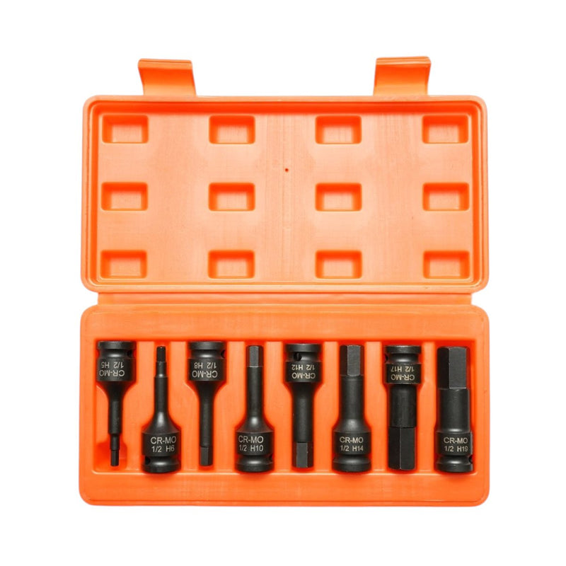 Set di 8 bussole esagonali a impatto da 1/2" in acciaio al cromo-molibdeno (H5–H19) Breckner Germany