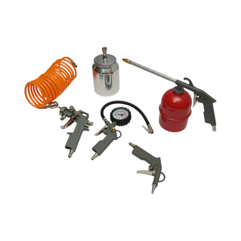 Set di aria compressa da 5 pezzi per verniciatura, soffiaggio, gonfiaggio, lavaggio con tubo a spirale da 5 m Breckner Germany