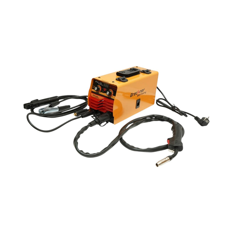 Saldatrice inverter 2 in 1 MIG/MMA senza gas, 200 A, 220 V, display digitale, saldatura a elettrodo, bobina di filo animato Flux Core E71T-GS inclusa Breckner Germany