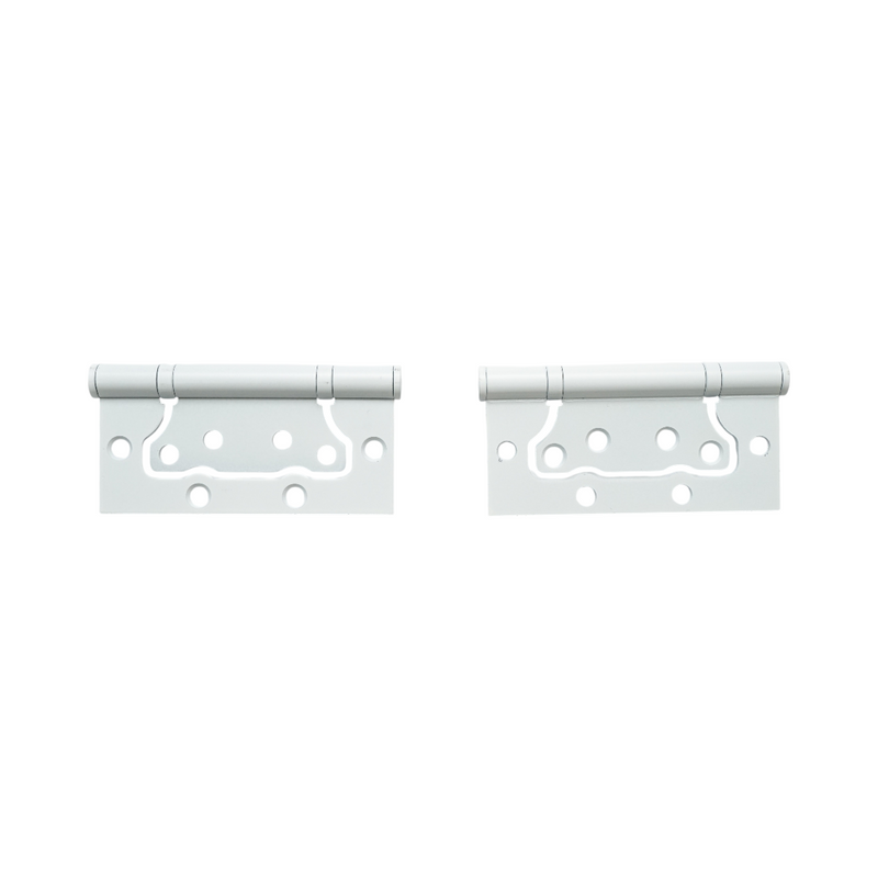 Set di 2 cerniere per mobili complanari a farfalla, 100x50 mm, in acciaio bianco, viti incluse