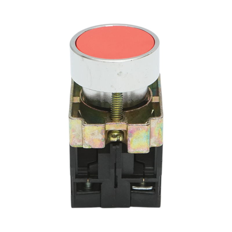 Pulsante in metallo rosso con ritorno 1NO+1NC, 400V/10A, LAY5 Breckner Germany