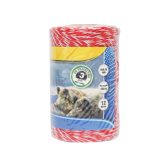 Filo per Recinto Elettrico, Lunghezza 250 mt, 2x015mm., 12 Ohm/m, colore bianco/rosso, Recinzioni elettriche