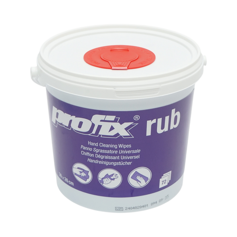 Salviette abrasive professionali umidificate Profix Rub (30x26 cm) per la pulizia di mani, utensili e componenti – Set da 72 pezzi