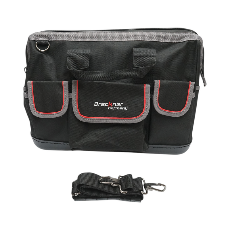 Borsa portautensili multifunzione con 15 tasche, tracolla, fondo in plastica e materiale tessile (31x17x28 cm) Breckner Germany